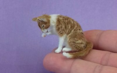 One of a Kind Handmade miniature Ginger Tabby cat 1:12 scale