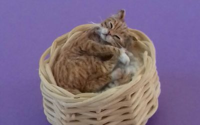 OOAK Handmade 1:12 miniature Sleeping Tabby cat