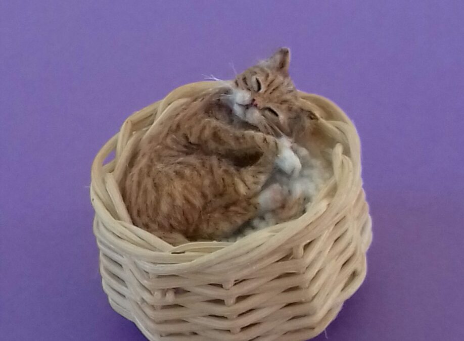 OOAK Handmade 1:12 miniature Sleeping Tabby cat