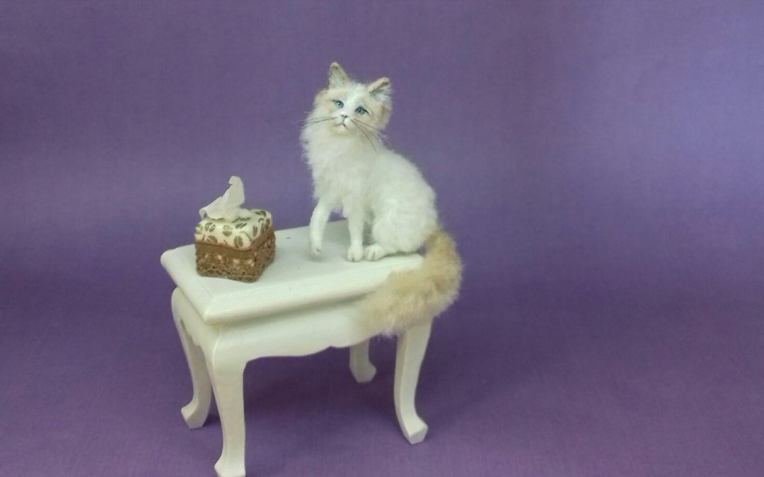 One of a kind 1:12 scale handmade Ragdoll cat